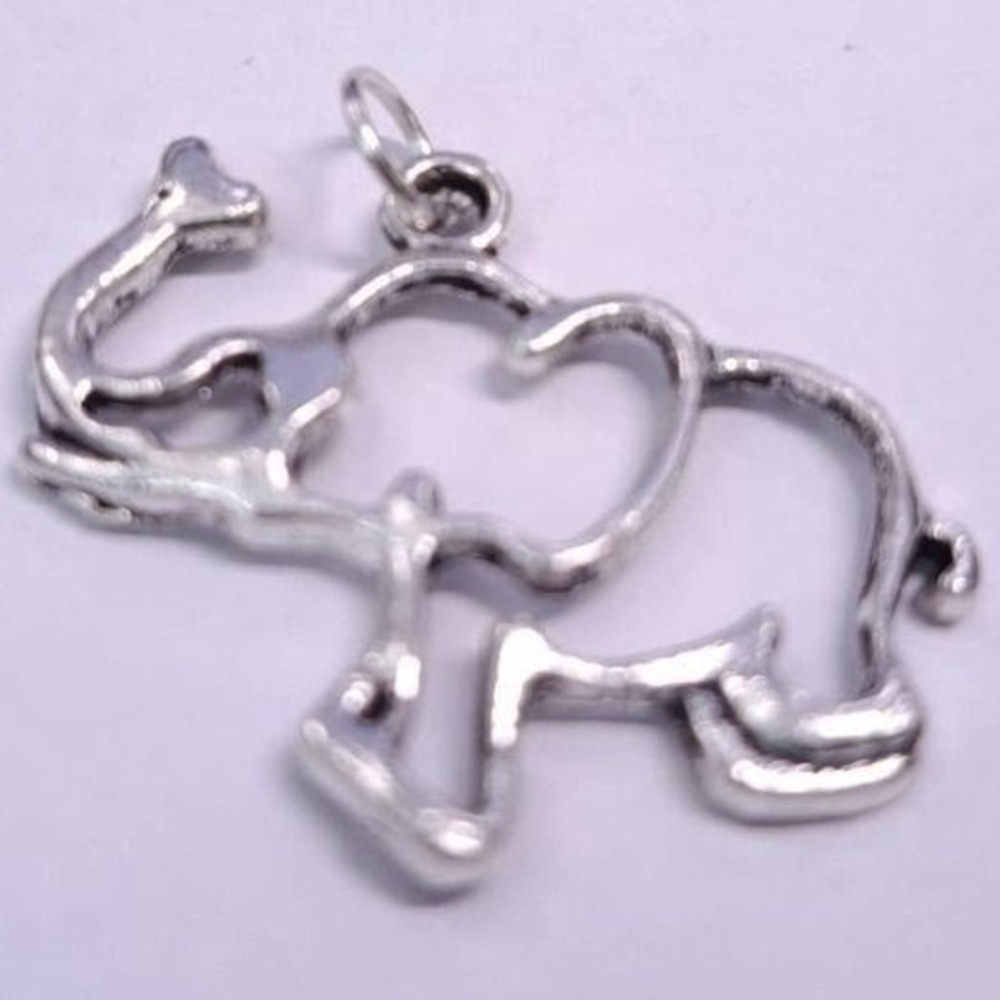 New Lucky Elephant Charm Pendant Silver Tone Trunk Up Good Luck Handmade Jewelry